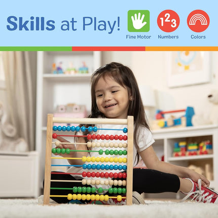 Melissa & Doug Abacus - Classic Wooden Educational Counting Toy With 100 Beads Abacus Toy for Kids Maths for Ages 3+