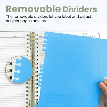 Taja Spiral Notebooks for Work 5 Subject Notebook with Removable Dividers