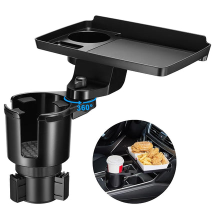 This Hill 2 Pack Cup Holder Tray for Car, 2 in 1 Detachable Car Food Table Tray with Solid Base & Phone Slot,Car Cup Holder Expander with 360°Rotation Tray for Travel Road Essentials Accessories