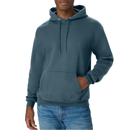 Hanes Men's Ecosmart Hoodie, Midweight Fleece Sweatshirt, Pullover Hooded Sweatshirt for Men, Metallic Teal, L