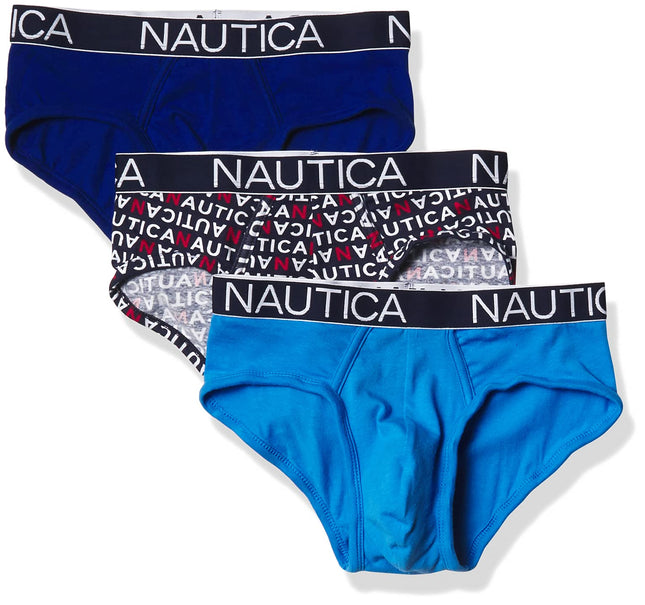 Nautica Men's 3 Pack Cotton Stretch Brief, Windsur