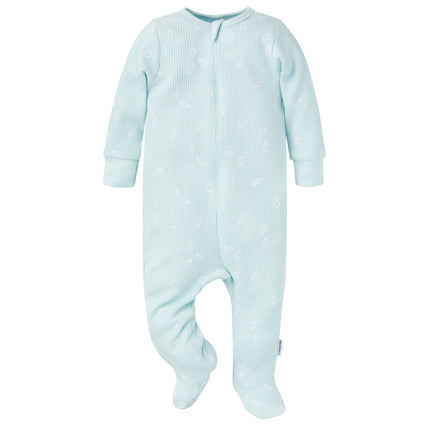 Gerber Baby Girls' 2-Pack Mameluco térmico con pies y cremallera bidireccional, erizo, recién nacido