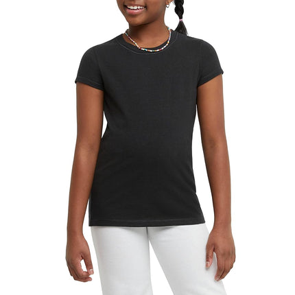 T-shirts en coton pour filles Hanes, t-shirts essentiels pour filles, t-shirts en coton pour filles, paquet de 2, ébène, grande taille