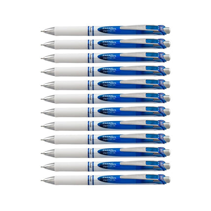 Pentel EnerGel RTX Pearl Retractable Liquid Gel Pen, (0.7mm) Medium Line, Needle Tip, Blue Ink, 12 pack (BLN77PW-C)