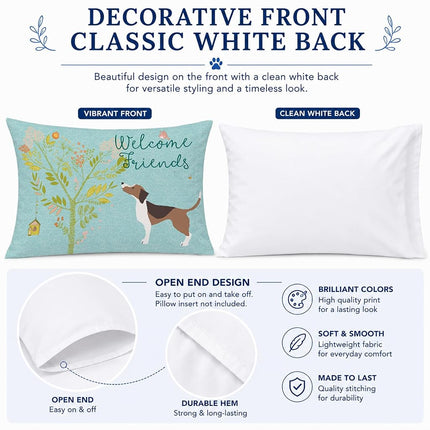 Caroline's Treasures BB7601PILLOWCASE Welcome Friends Beagle Fabric Standard Pillowcase, Standard, Multicolor