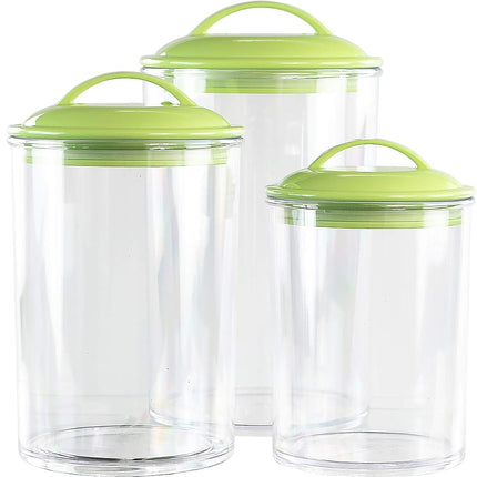 Food Storage Containers, BPA Free Airtight Canisters for Cereal, Pasta, Sugar, Coffee, Flour, Cookies, Loose Tea, for Kitchen Organization, Set of 3 by Reston Lloyd, Lime