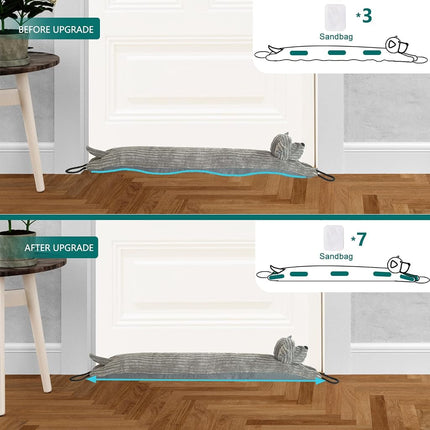 Marwood Under Door Draft Stopper Decorative Wind Stopper 36 inch for Door & Window, Weighted Animal Air Draft Stopper Snake Noise Blocker for Bottom of Door with Hanging Loops - Grey Dog
