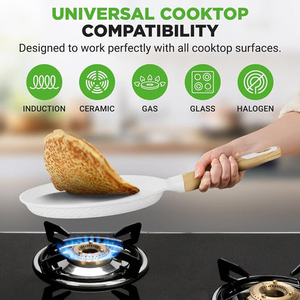 NutriChef Crepe Maker, 24cm Nonstick Pan, Induction Cookware
