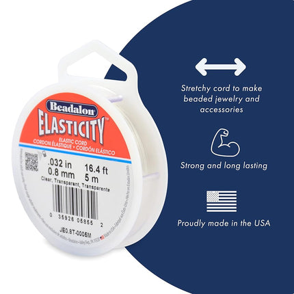 Beadalon 0.8 mm 25 m Elastcity, Clear,JE0.8T-0025M