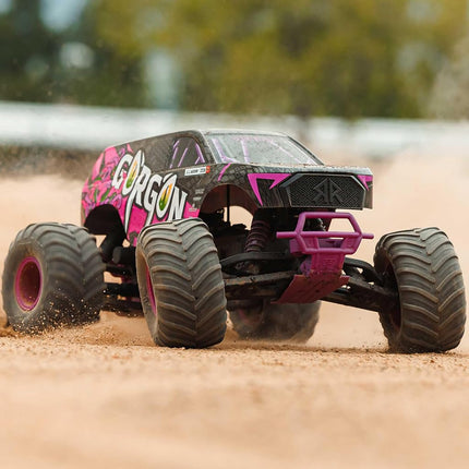 ARRMA RC Truck 1/10 Gorgon 2 Wheel Drive RTR Brushed Monster Truck Battery & Charger Included Purple ARA3230ST4