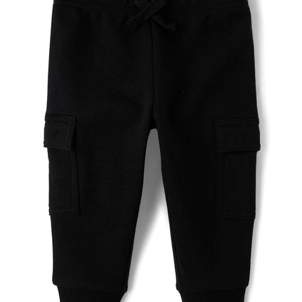 The Children's Place Baby Boys' and Toddler Fleece Jogger Pants, Black Cargo, 2T