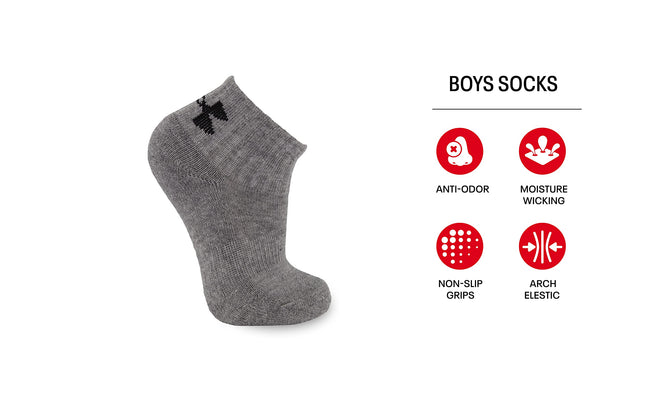 Calcetines cortos multi-paquete Under Armour para niños, blancos, 4-6 años