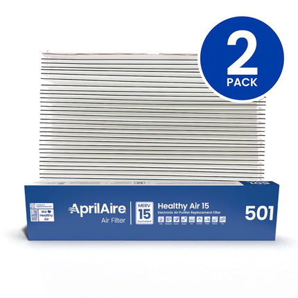 AprilAire 501 Replacement Filter for AprilAire 5000 Whole-House Air Purifier - MERV 15 Equivalent, 16x25x6 Air Filter (Pack of 2)