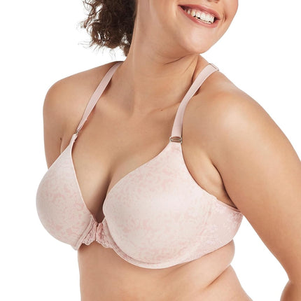 Maidenform Women's Pure Genius Racerback Bra Full Coverage, Boho Paisley Print/Sheer Pale Pink, 36DD