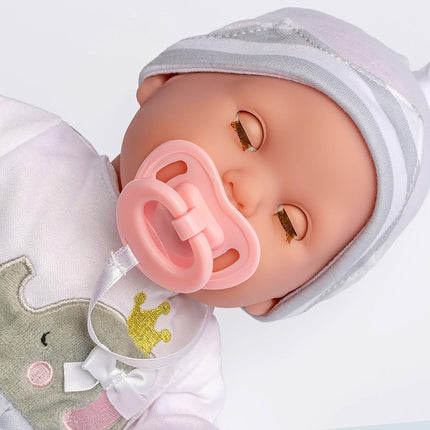 JC TOYS - Berenguer Boutique Soft Body Doll 38 cm, Her Eyes Open and Close, Includes Clothes and Accessories, Grey, Designed by Berenguer, +2 years