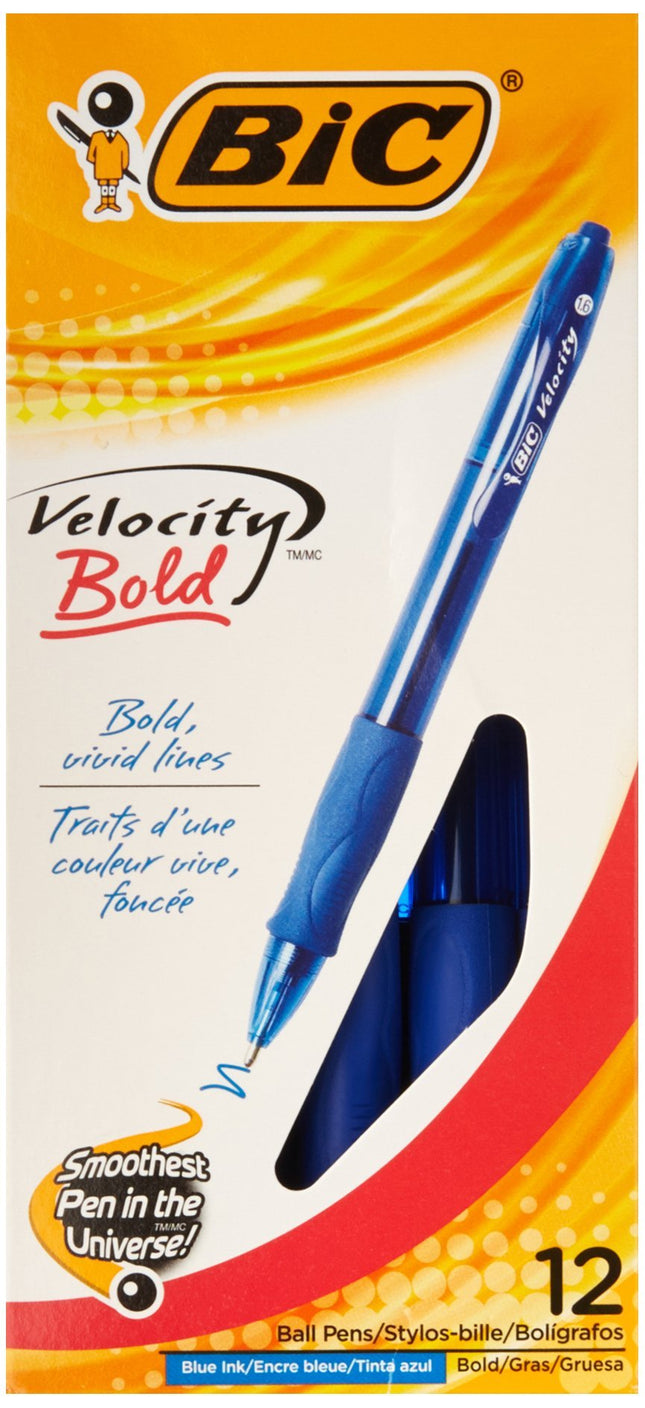 BIC Velocity Retractable Ballpoint Pen, Blue Ink, 