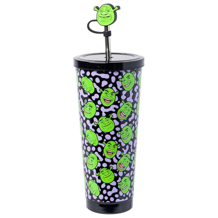 Gobelet en acier inoxydable Silver Buffalo Shrek It Out Toss Face 24 oz avec paille, capuchon et couvercle