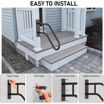 Handrails for Outdoor Steps ，22.8" Stair Railing Indoor1-3 Step, U-Shaped Safety Handrails for Kids, Elderly, Pregnant Women, Disabled (2 Pack U-Shaped Safety Handrails)