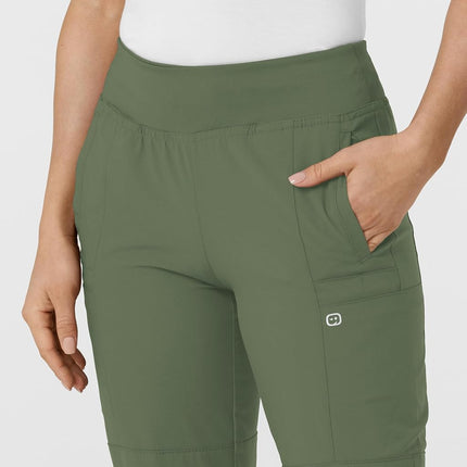 WonderWink Women's Comfort Waist Cargo Jogger Pant, Olive, Medium