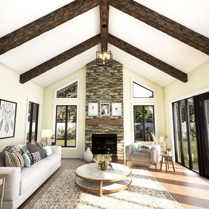 Heritage Timber Salvaged Timber Faux Wood Beam, 3-Sided (U-Beam), 3 1/2"W x 3 1/2"H x 72"L, Kona Brown Finish