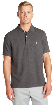 Nautica Men's Short Sleeve Solid Polo Shirt, Charc