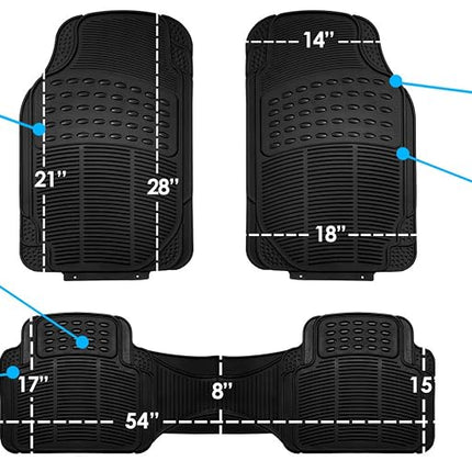 FH Group Climaproof� Trimmable Non-Slip Vinyl Floor Mats Full Set - Universal Fit for Cars Trucks and SUVs (Black) F11306 + F16400