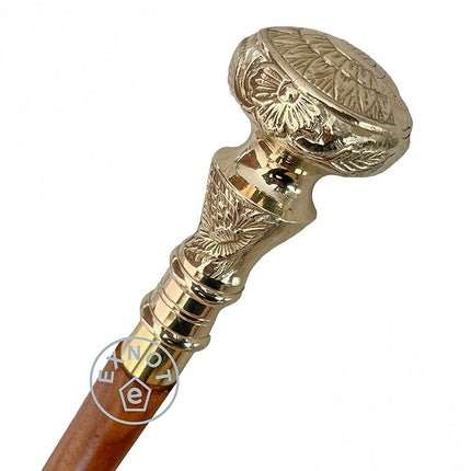 EXNOT Vintage Brass Handle Victorian Telescope Fold able Wooden Walking Stick Walking Cane Ideal Gift