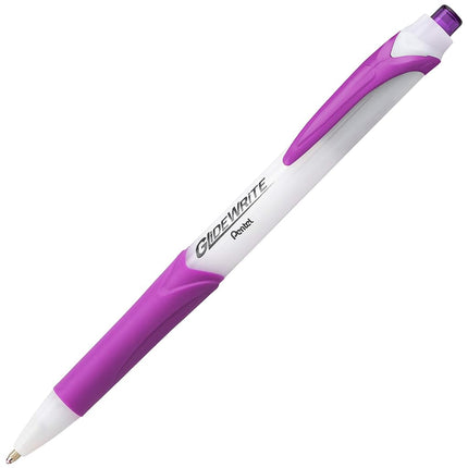 Pentel GlideWrite Ballpoint Pen with TechniFlo Ink, (1.0mm) Medium Line, Magenta Ink, Box of 12 Pens (BX910-V4)