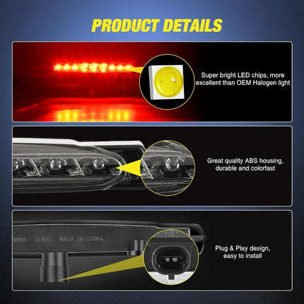 Nilight Third Brake Light Tail High Mount 3rd Stop Lights Smoked Lens Compatible with Chevy Corvette C5 1997 1998 1999 2000 2001 2002 2003 2004 Car Rear Center Cab Lamp