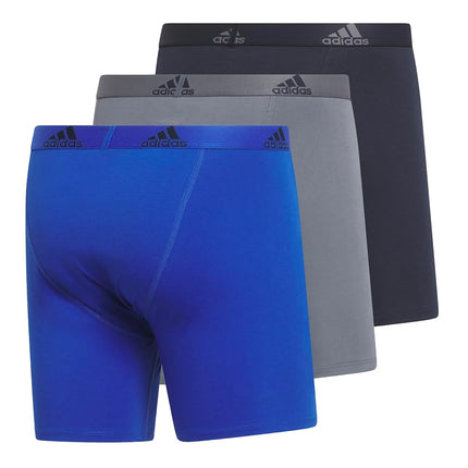 adidas Men's Performance Stretch Cotton Boxer Briefs 3-Pack, Soft Underwear, Superior Comfort, Team Royal Blue/Onix Grey/Legend Ink Blue, S