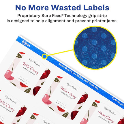 Avery Matte White Arched Square Labels with Sure Feed, 2" x 2-3/16", 600 White Labels, Print-to-The-Edge, Permanent Label Adhesive, Laser/Inkjet Printable Labels