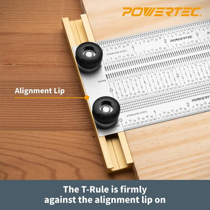 POWERTEC 80025 12-Inch Precision Marking T-Rule, Stainless Steel � Marking & Measuring Tool