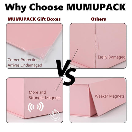 MUMUPACK Pink Gift Box,13x11x5.3 Large Gift Boxes With Lids For Presents Includes Ribbon And Diy Printable Sticker Paper,Bridesmaid Proposal Box,Magnetic Gift Box For Birthday,Wedding,Graduation