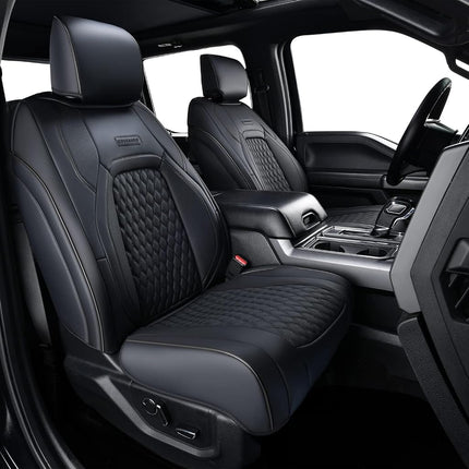 Coverado Leather Car Seat Covers Full Set, RAM 1500 Seat Covers for Car Fit for 2009-2018 Dodge Ram 1500, 2010-2024 2500 3500 Automotive Vehicle Seat Covers Protector for Trucks (Black)