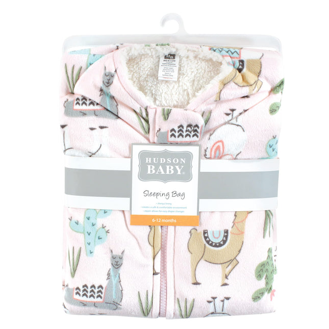 Gigoteuse en vison avec intérieur sherpa unisexe pour bébé Hudson Baby, motif lama, 6-12 mois