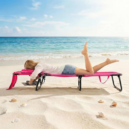 GYMAX Tanning Chair, 330lbs Beach Lounge Chair with Face Hole