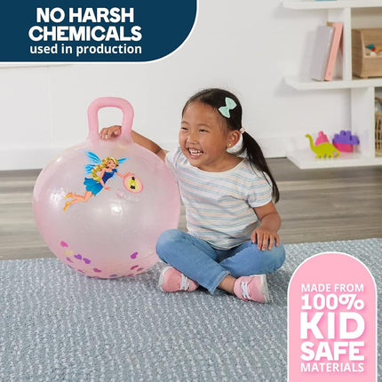 Flybar Hopper Ball for Kids, Inflatable Bouncy Ride-On Ball w/Handle for Indoor & Outdoor Active Play, Includes Pump, Jump Toy for Boys & Girls, Supports Up to 165 lbs, Ages 3+, 18-Inch, Small