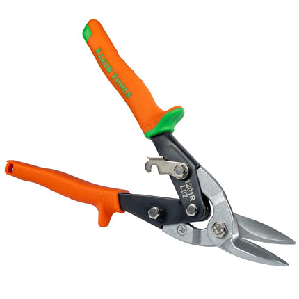 Metal Shears, Aviation Snips with Wire Cutter, Right Curvature Klein Tools 1201R