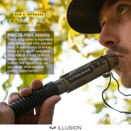 Extinguisher Deer Call by Illusion | Grunt Tube | Buck, Doe, Fawn | Adjustable 10-in-1 Call | COLOR (CAMO/BLACK) | Freeze Resistant