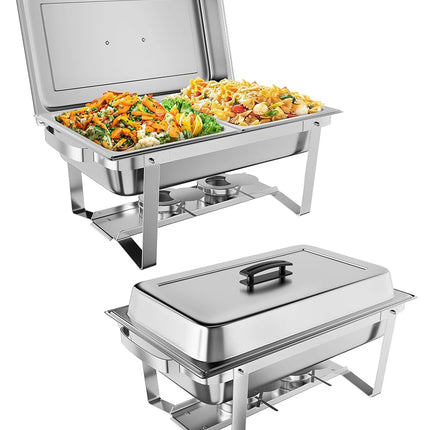 Takywep Lot de 4 réchauds de buffet de 8 litres en acier inoxydable avec bac à eau, pour mariages, fêtes, banquets et traiteur