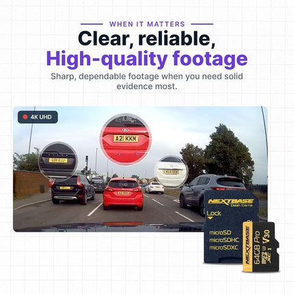 Nextbase 64GB U3 Micro SD Card - Includes Micro SD-to-SD Adapter - Ultra High Speed Memory Card Compatible with Series 1 and 2 Nextbase Dash Cam Range - Dash Camera Accessories