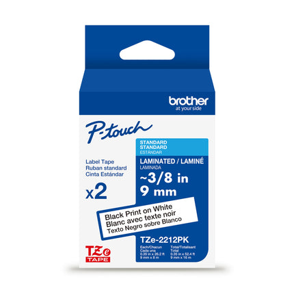 Brother Genuine P-touch TZe 2-Pack Black Print on 