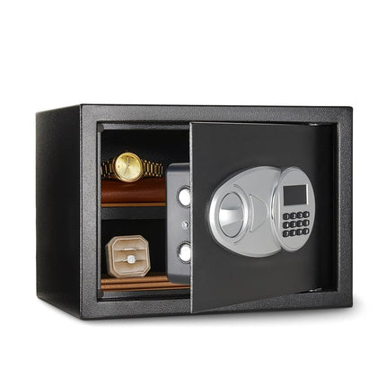 Amazon Basics Steel Security Safe with Digital Keypad - Secure Money, Cash, Jewelry, ID Documents, 14 Litres, 35cm W x 25cm D x 25cm H, Black