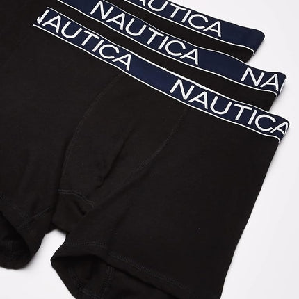 Nautica Men's 3-Pack Classic Cotton Stretch Boxer Briefs, Black, XL