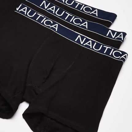 Nautica Men's 3-Pack Classic Cotton Stretch Boxer Briefs, Black, XL