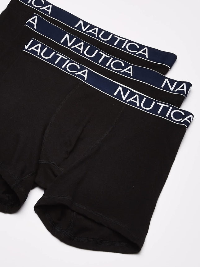Nautica Men's 3-Pack Classic Underwear Cotton Stretch Boxer Brief, Black, S (Pack of 3)