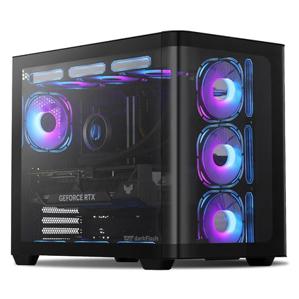 darkFlash ATX Mid-Tower Gaming PC Case, Back Plug-