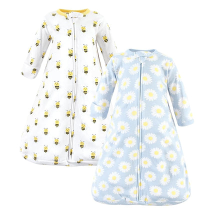 Hudson Baby BabyCotton Long-Sleeve Wearable Sleeping Bag, Sack, Blanket, Daisy Bee Long Sleeve, 18-24 Months