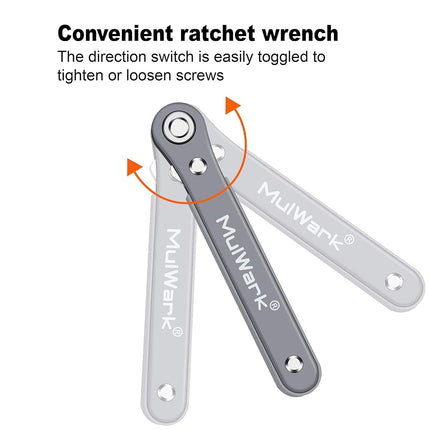 MULWARK 11pc 1/4 Mini Ratchet Wrench Close Quarters Pocket Screwdriver Set with High Torque & Low Profile- Micro Right Angle EDC Tool with 90 Degree Mini Offset Reversible Drive Handle& Multi Hex Bit