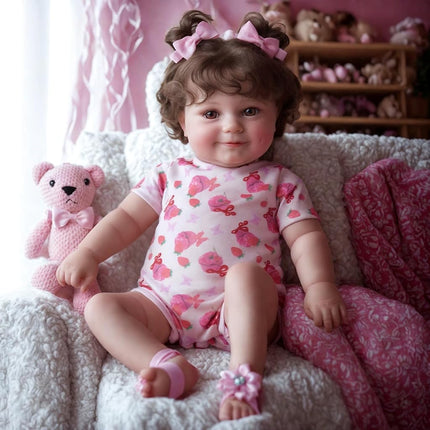 JIZHI Lifelike Reborn Baby Dolls - 20-Inch Real Baby Feeling Realistic-Newborn Baby Dolls Adorable Smiling Real Life Baby Dolls with Feeding Kit & Gift Box for Kids Age 3 +